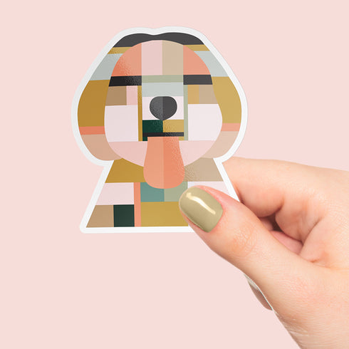 Abstract Labradoodle Dog Premium Vinyl Sticker, Water Bottle Sticker, Dog Lover Gift, Golden Doodle Laptop Decal, Stocking Stuffers